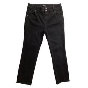 Hudson straight-leg jeans solid black standard five-pocket size 14